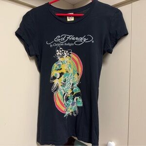 Ed Hardy Black Fitted Graphic T-Shirt